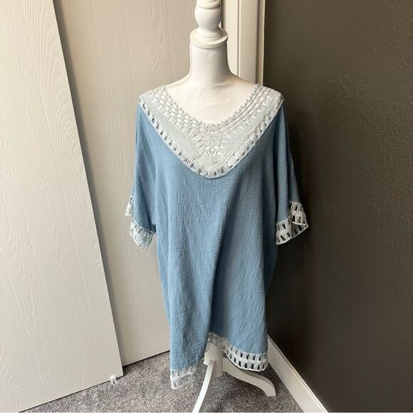 Misslook linen tunic with white lace detail - Picture 1 of 11
